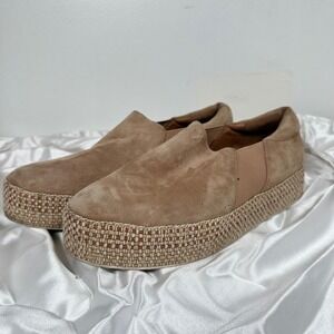 Vince Suede Platform Espadrille Slip On Casual Shoes‎ Neutral Size 9